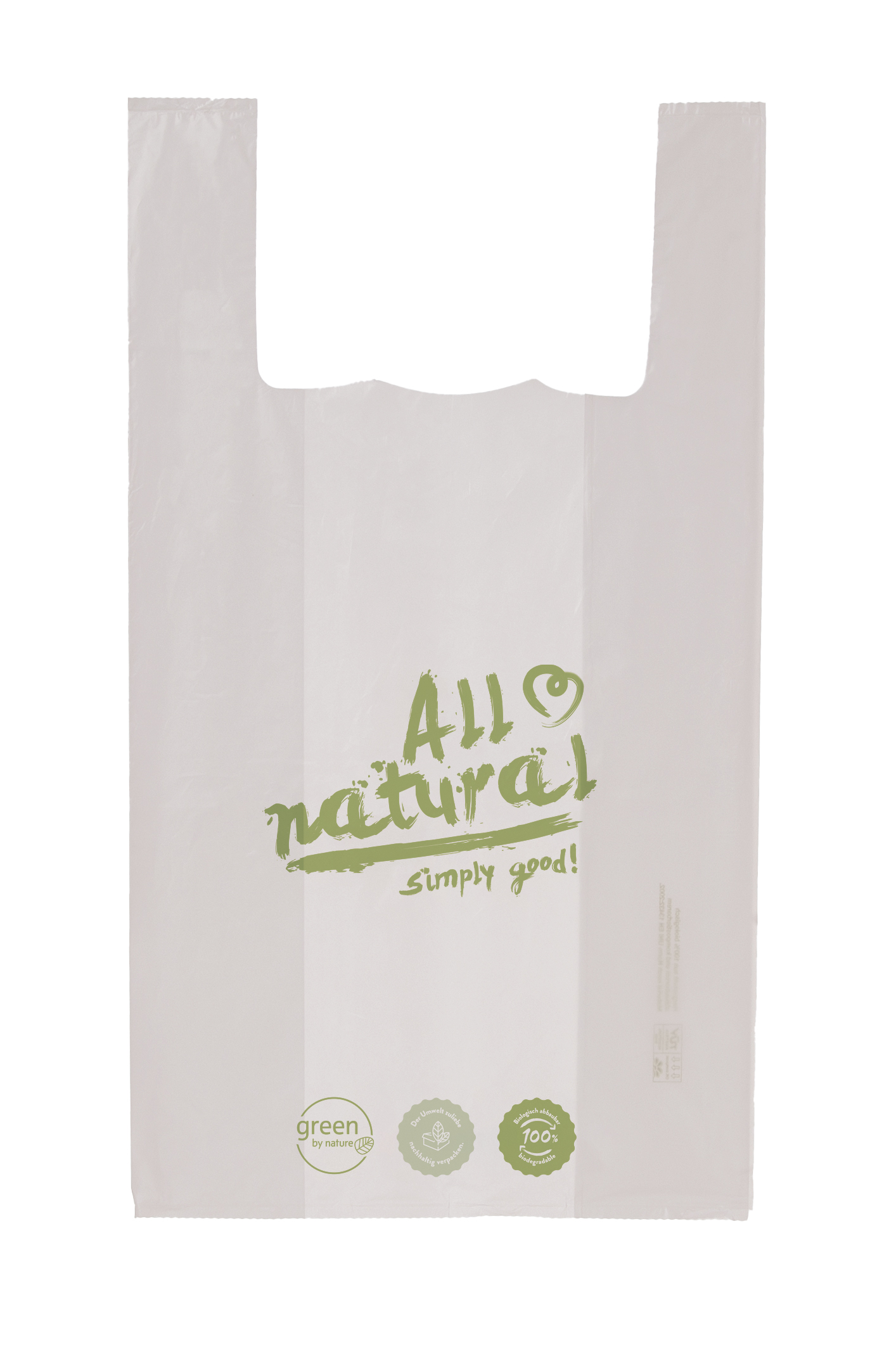 Bio Faltenbeutel Shoppertasche ALL NATURAL 28+14x48cm - 1000 Stück