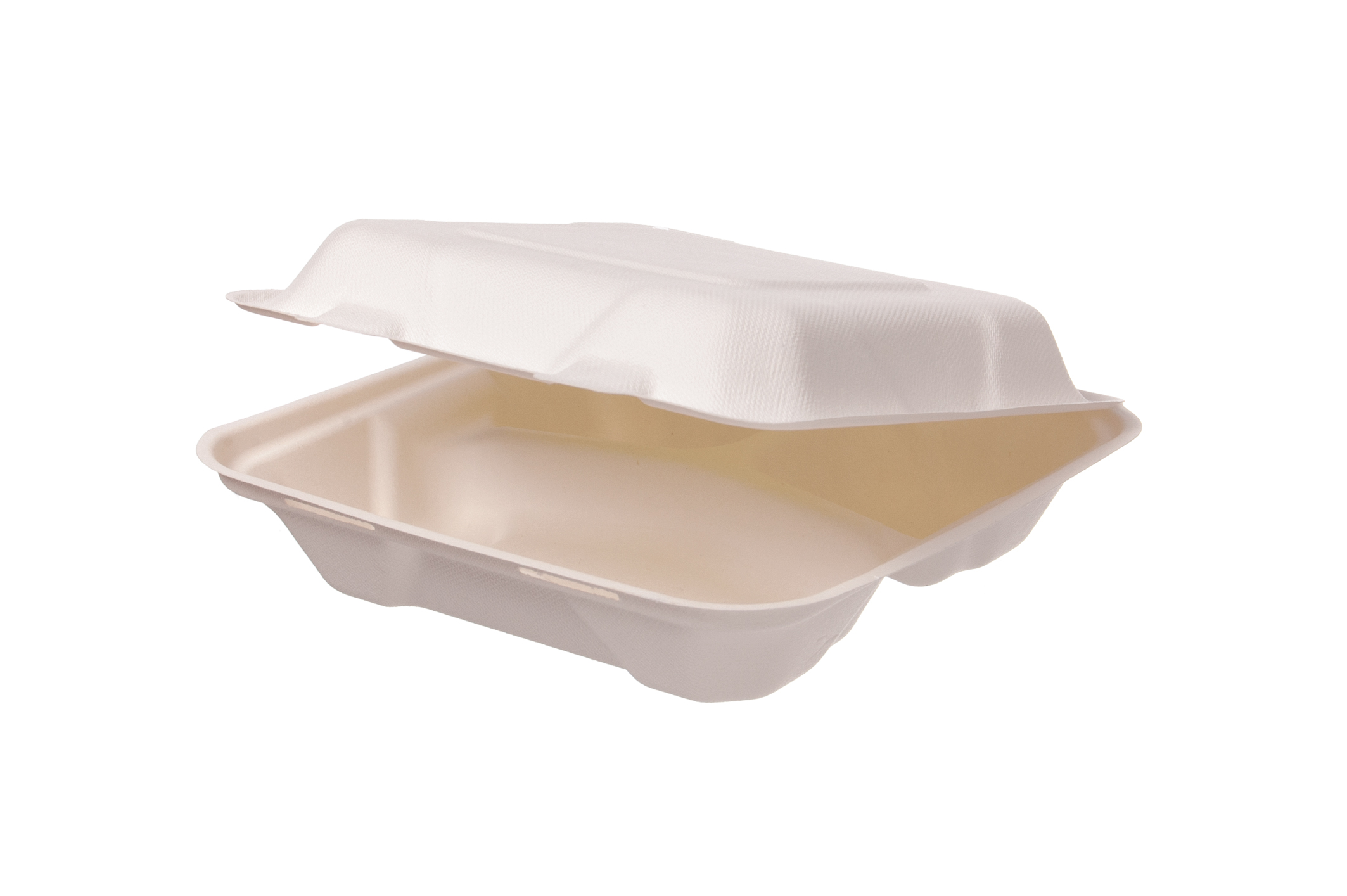 Menübox 3-geteilt Bagasse 205x205x65 cm - 200 Stück