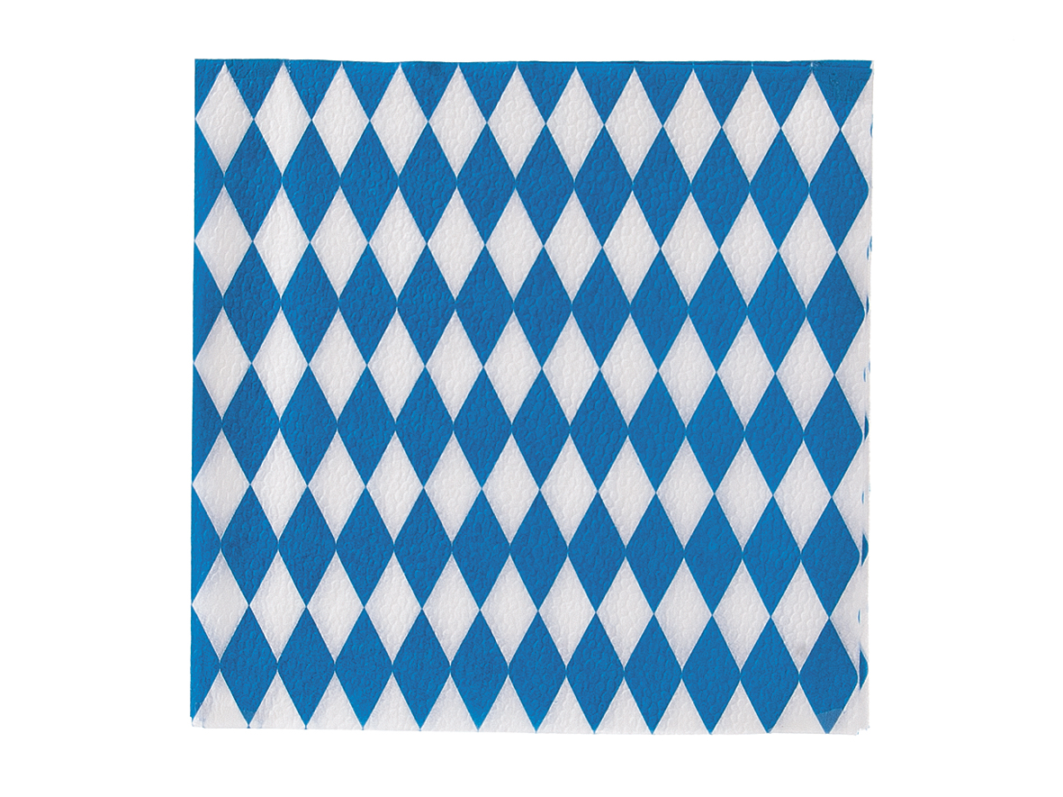 Serviette 33x33cm 1-lagig 1/4 Falz Bayerisch Blaue Raute