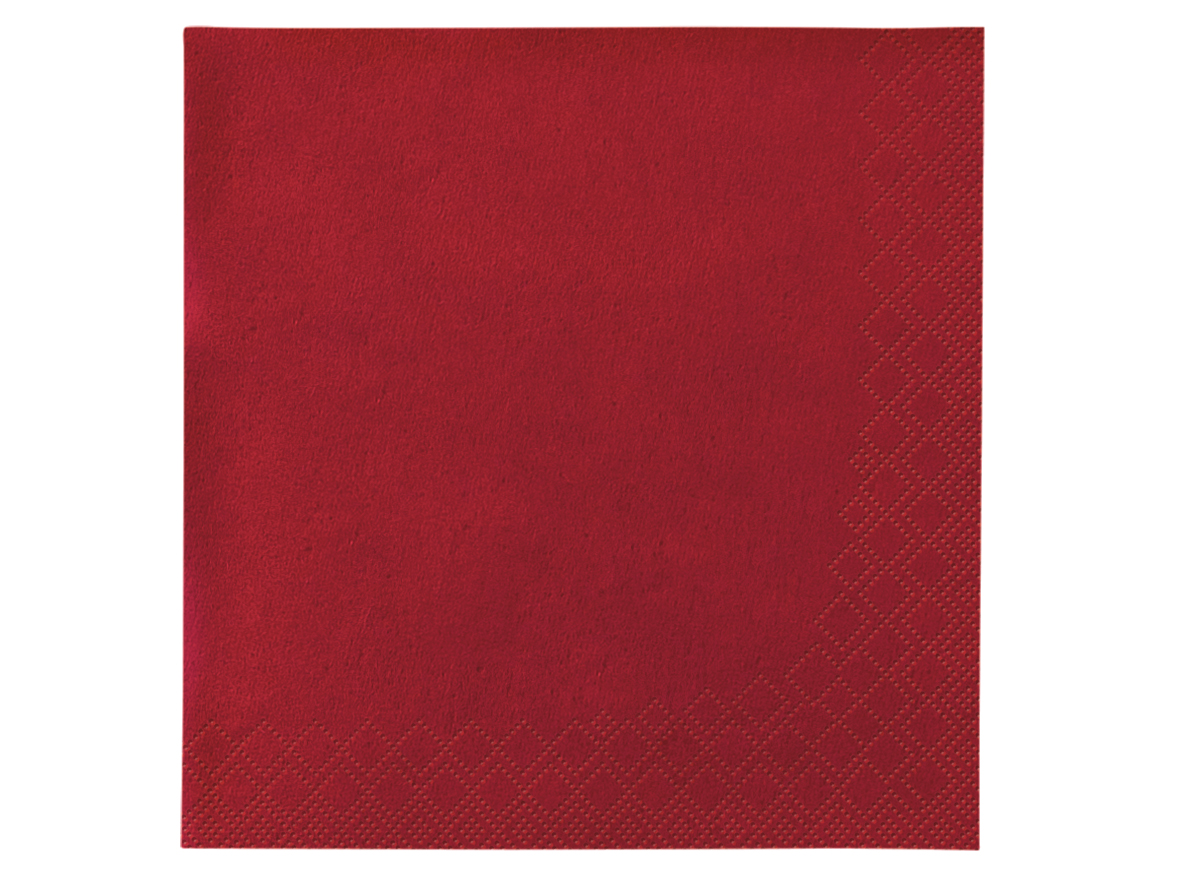 Serviette 40x40cm 2-lagig 1/4 Falz Bordeaux - 1500 Stück